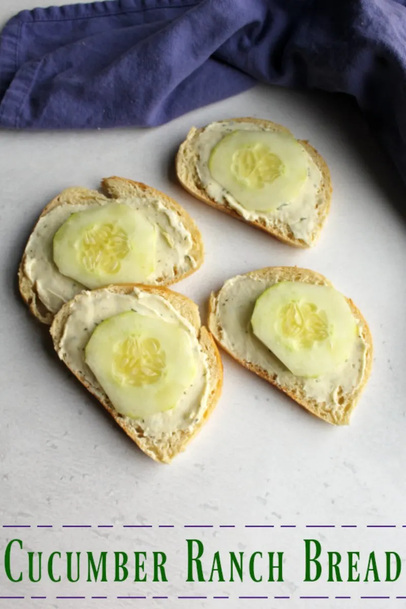 Like an open faced tea sandwich, these cucumber ranch bread bites are a great appetizer especially in the spring and summer. Fresh, simple and great for making a bit ahead!