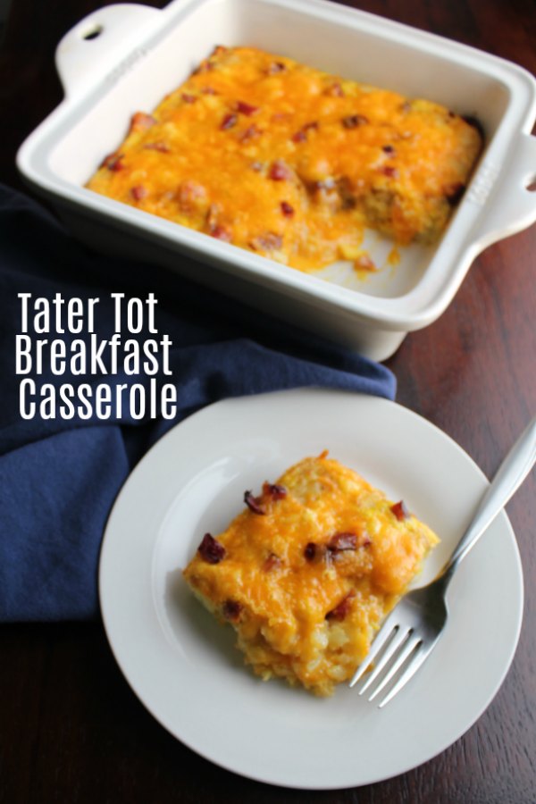 This easy breakfast casserole is made quickly with the help of tater tots. The eggs, cheese and ham or bacon round it out for a delicious and filling start to your day.