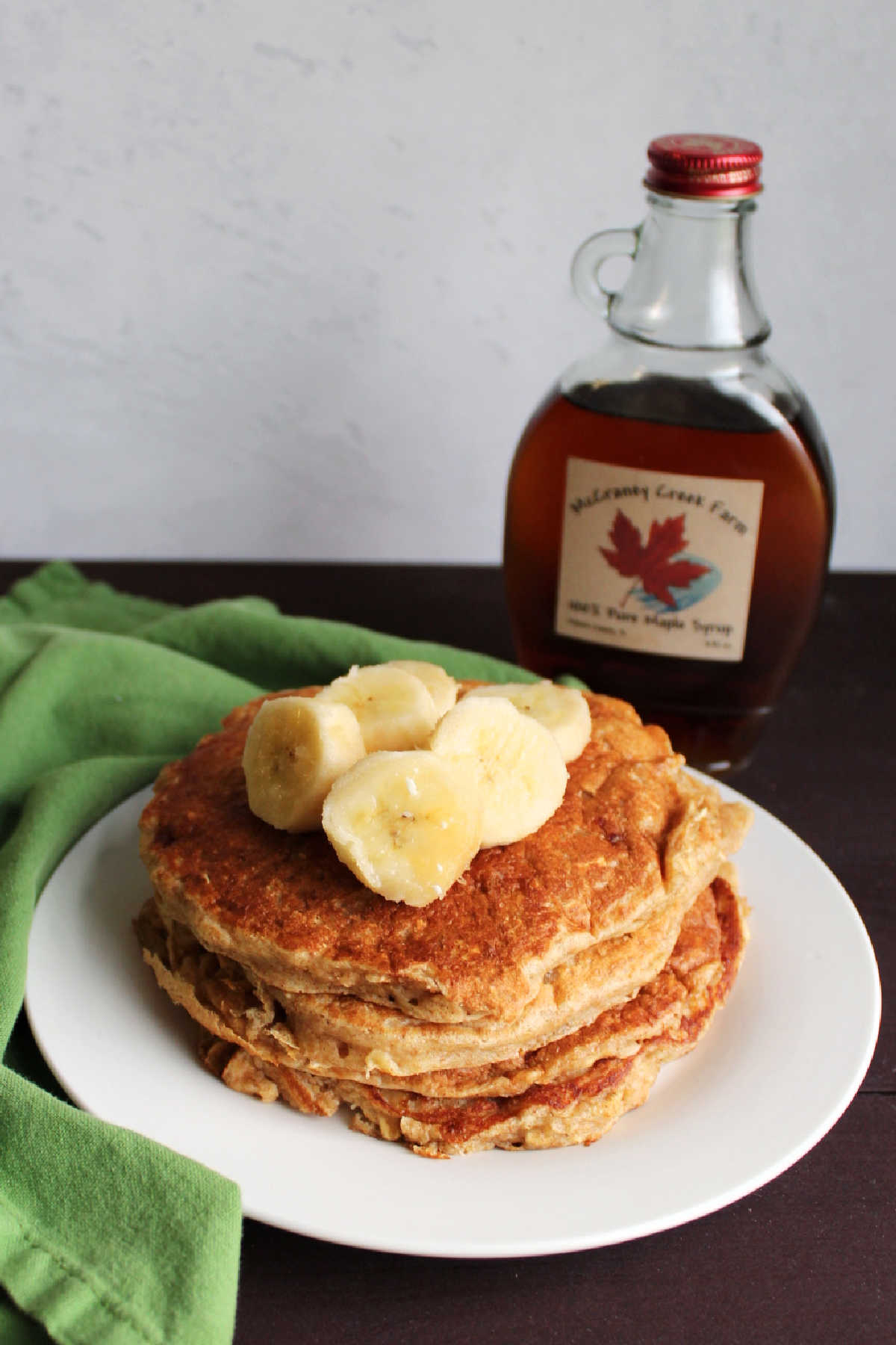 Pancakes loaded with the good stuff, whole grains, banana, yogurt and no added sugar! They are soft and flavorful and ready to be your breakfast!