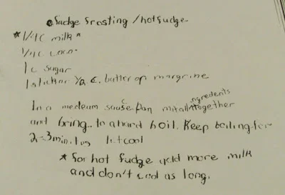 recipe written in child's handwriting