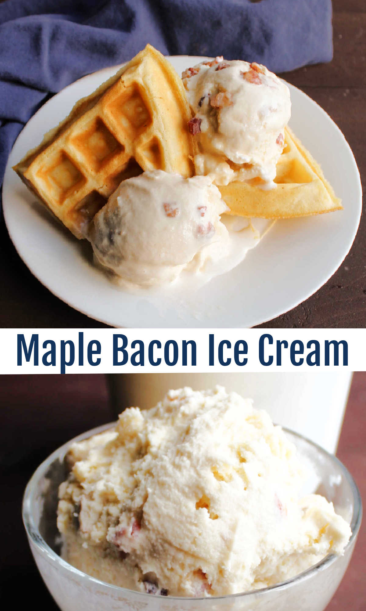 Fresh sweet maple syrup and salty savory bacon come together in this unique ice cream recipe. The combination really works to make a tasty frozen confection.