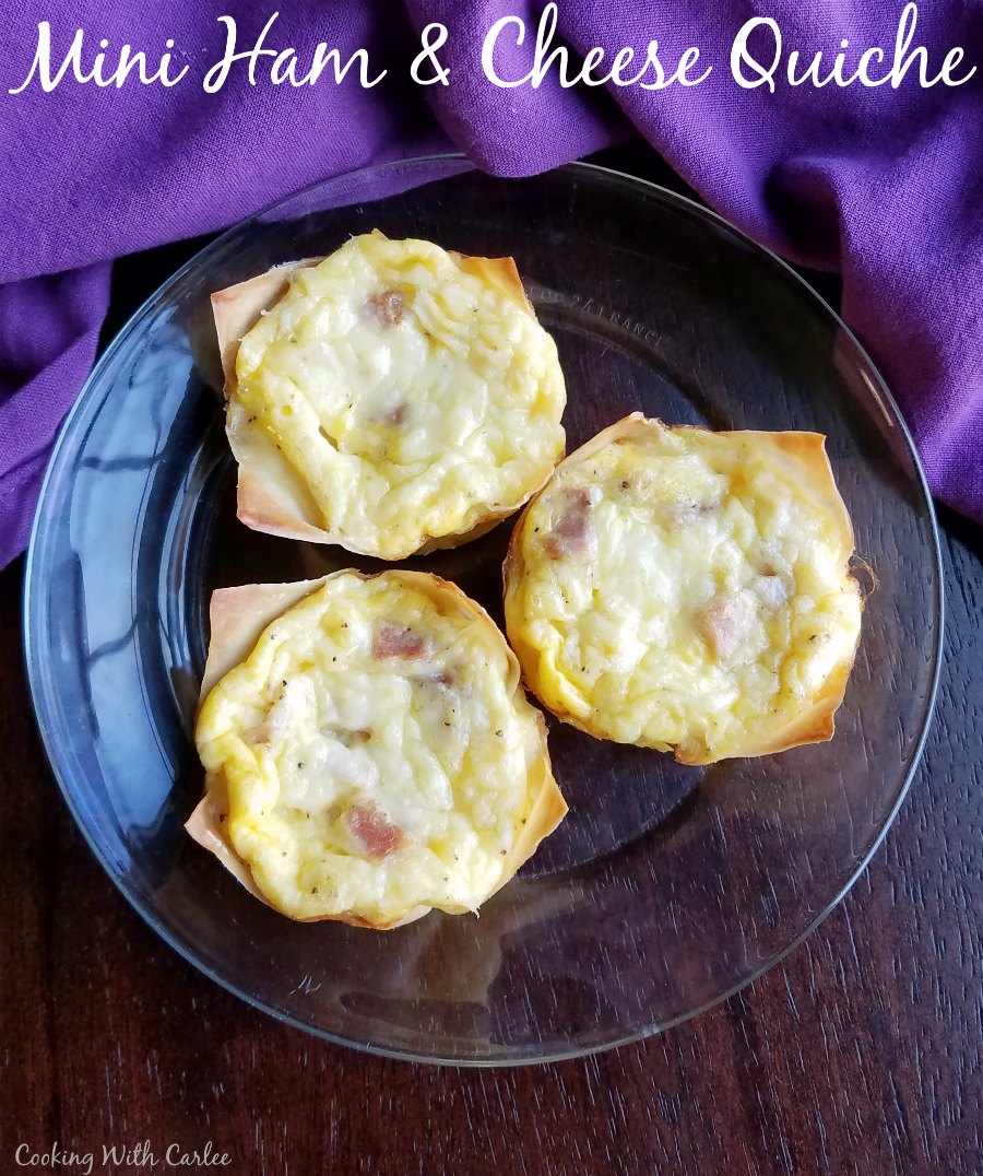Small little individual sized quiche are perfect for serving brunch to a crowd. But these mini ham and cheese quiche are also great for a quick make ahead grab and go breakfast!