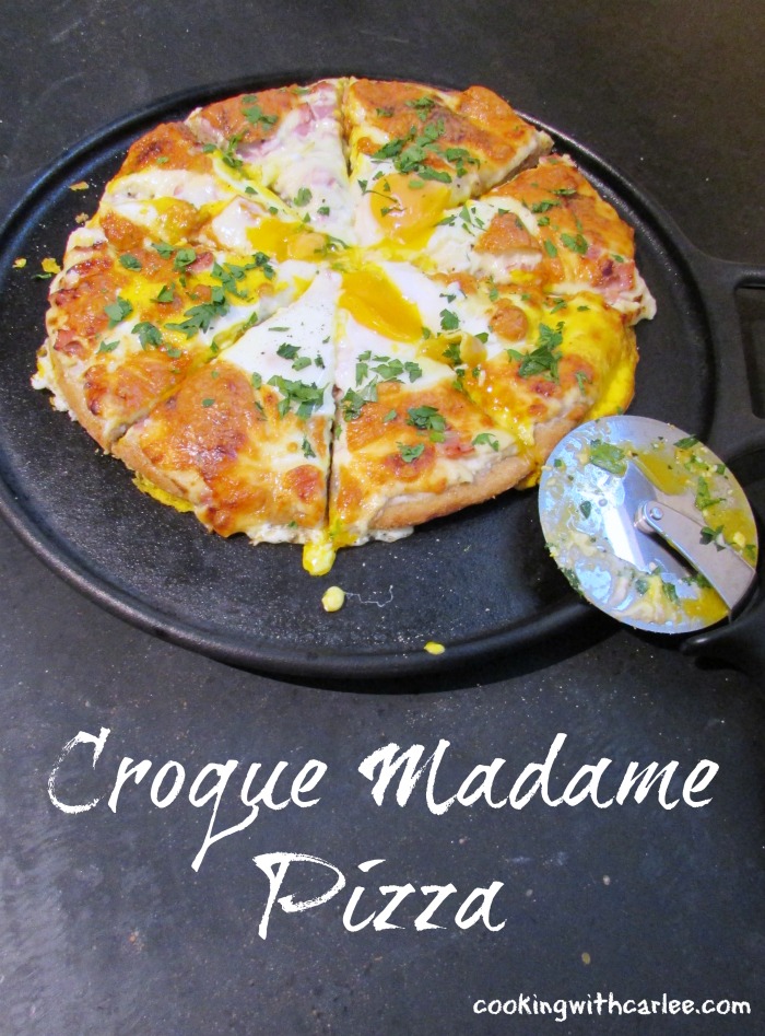 The flavors of the classic French sandwich make an excellent pizza. Croque madame has never been so fun to eat!