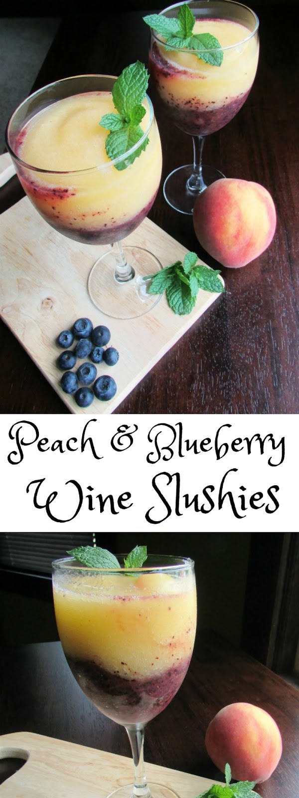 What a perfect way to cool off! These delicious peach and blueberry wine slushies are pretty, refreshing and only take a few ingredients and a couple of minutes to make!