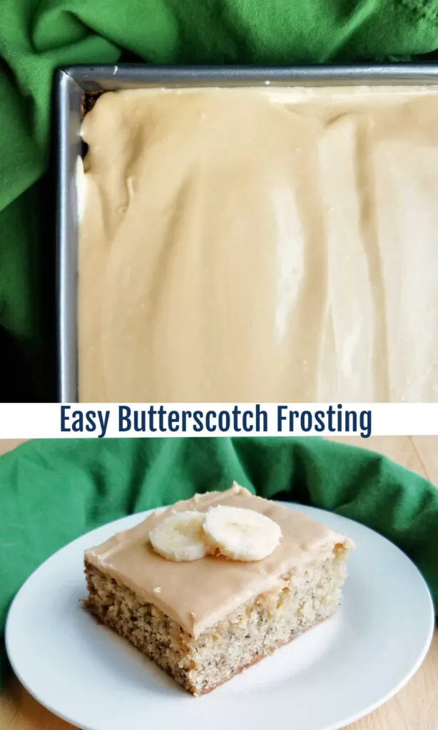 Smooth, sweet and creamy, this caramel-y butterscotch frosting is easy to make and is a perfect topper to butter cake, chocolate cake, banana cake and more!