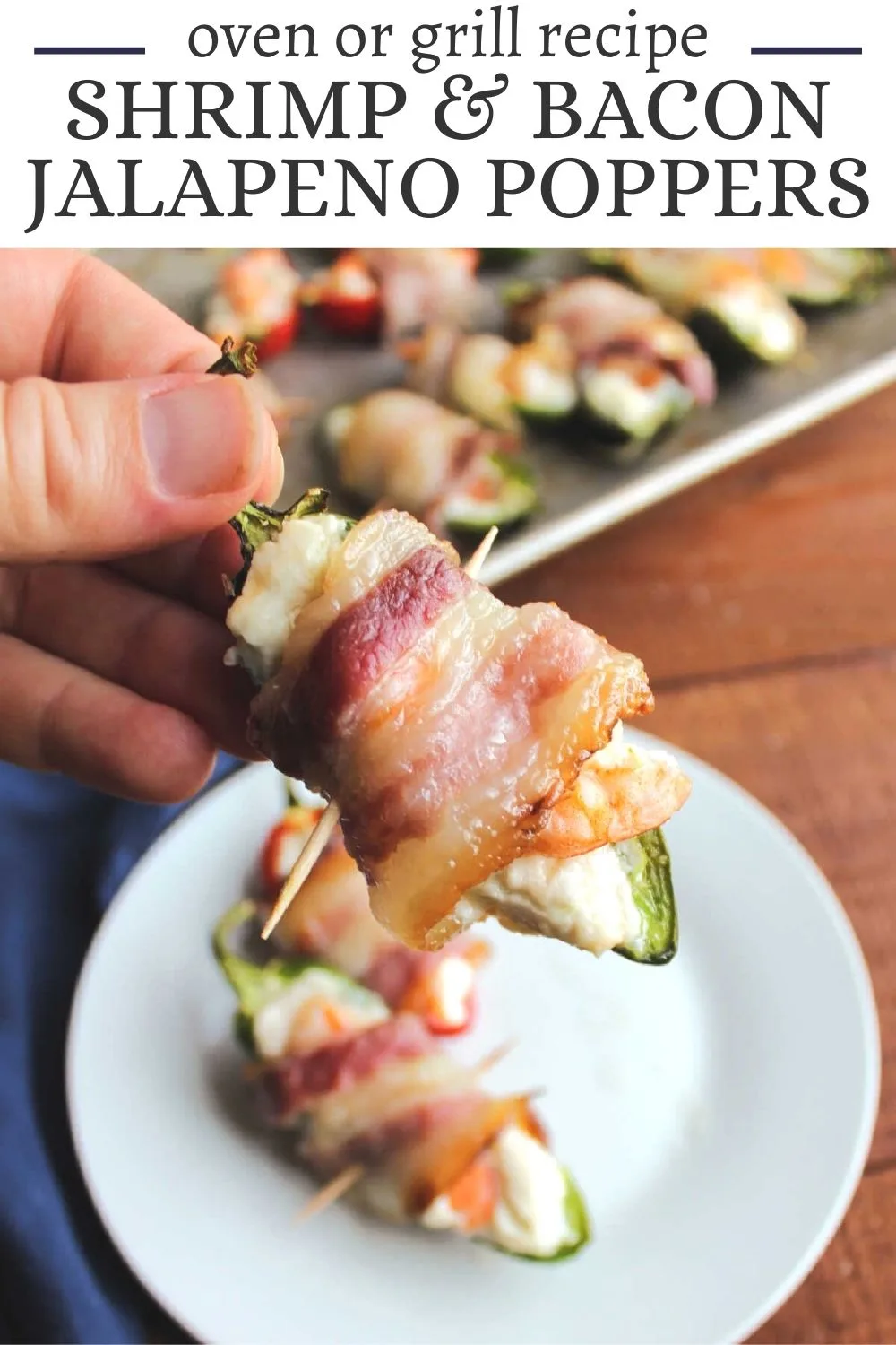 Jalapeno poppers of all kinds are delicious, but the ones with shrimp are among our favorites. Make these bacon wrapped shrimp jalapenos in the oven for a perfect party or game watching snack.
