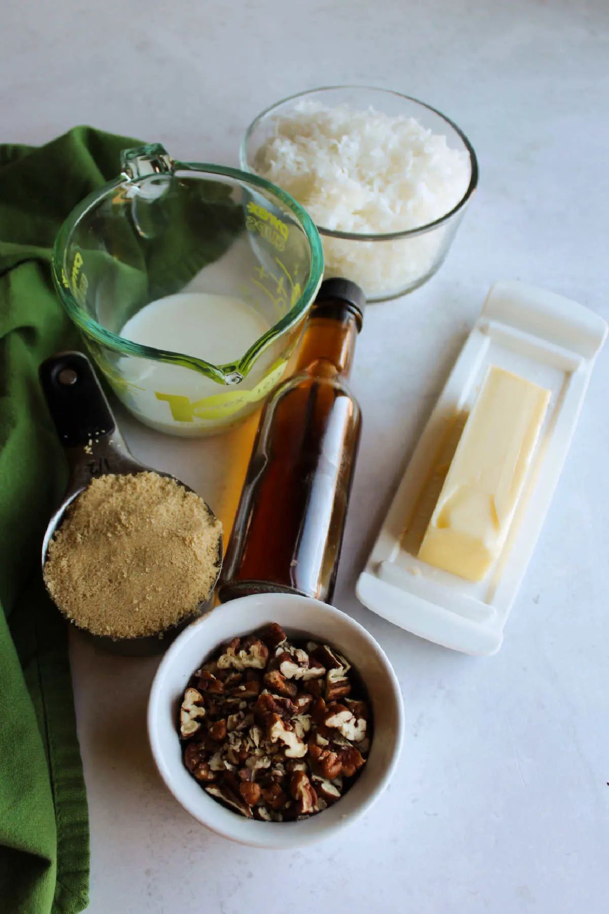 Ingredients for broiled coconut cake topping.