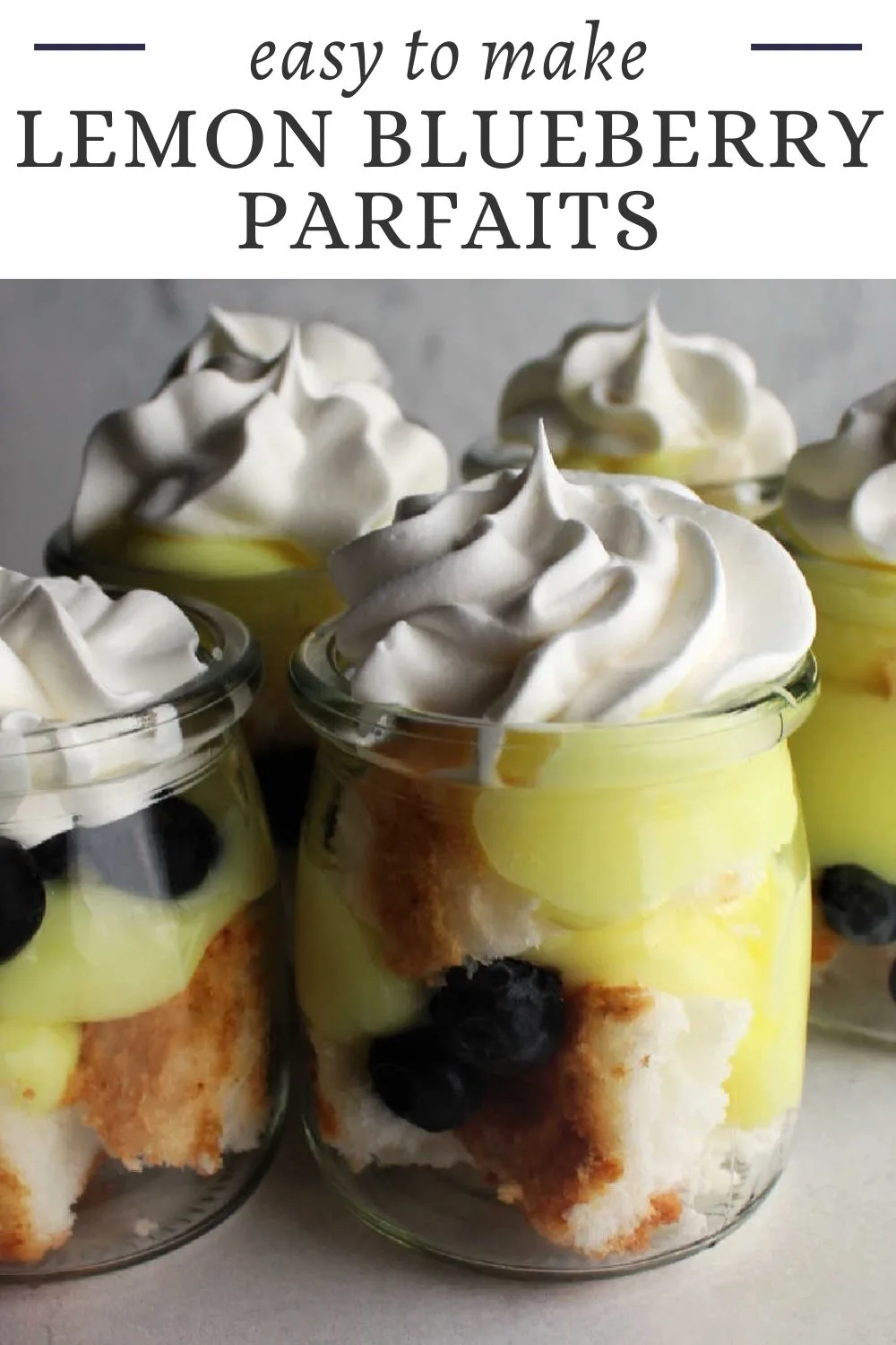 Lemon blueberry parfaits are perfect for spring or as a light Easter dessert. Make as one big trifle or as individual trifles. Lemon. blueberries and angel food are a match made in heaven! 