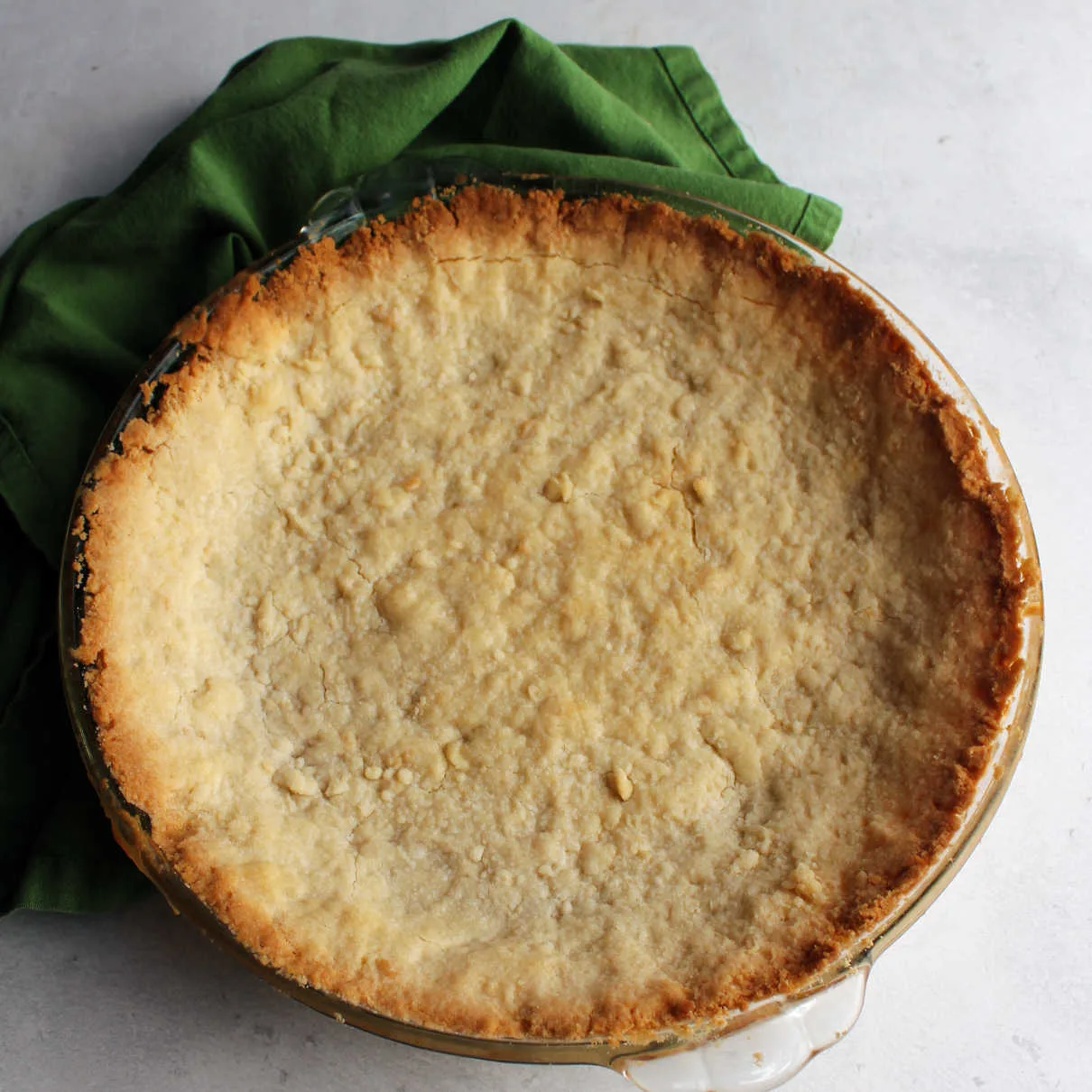 Golden brown pie crust fresh from the oven. 