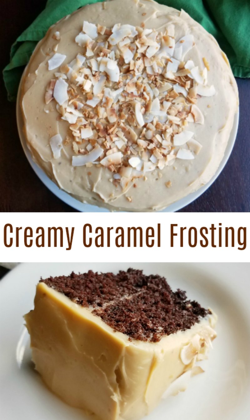 collage of caramel frosting pics