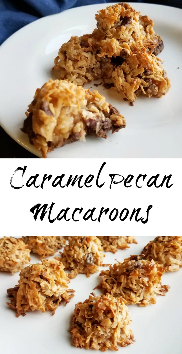 All it takes is three ingredients to make these fun caramel pecan macaroons. They are a bit caramelly candy and part coconut cookie. They are so fun!