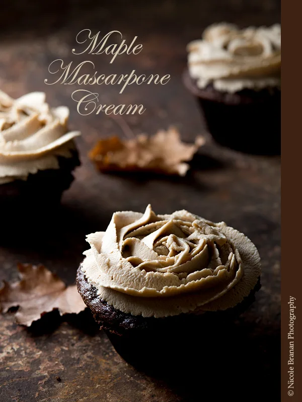 cupcakes topped with maple mascarpone frosting