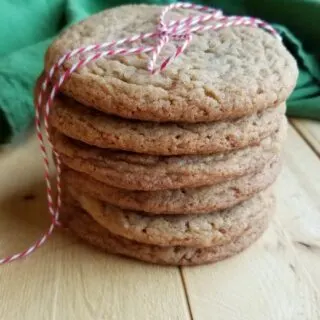 stack of maple cinnamon cookies tied with bakers twine