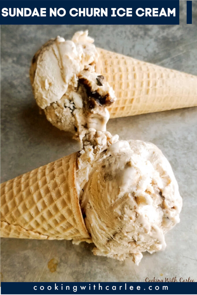 This no churn ice cream doesn’t require any ice cream machine. Plus it has rich of caramel-y dulce de leche and chocolate. Add to that some chocolate chips and bits of sugar cone and you are really in business. it’s like eating your favorite sundae cone in every bite!