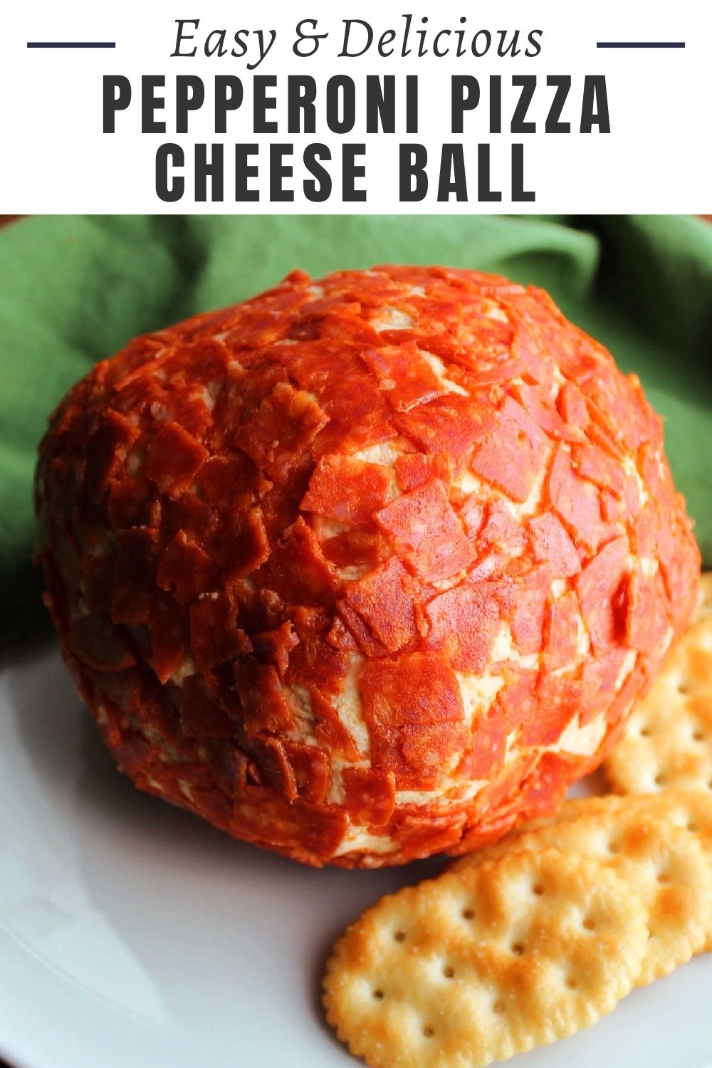 This cheese ball is full of pepperoni pizza flavor but in a fun, spreadable appetizer form! It is sure to be a hit at your next party and would be great at a tailgate!