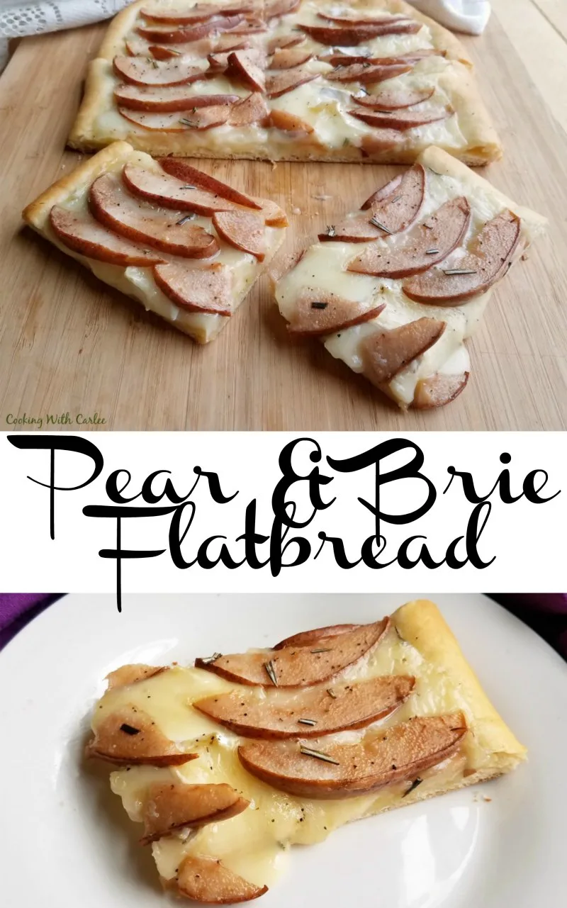 This sweet and savory appetizer is full of all the good stuff. Pears, melty brie and fresh flatbread. It is quick, easy and oh so tasty!