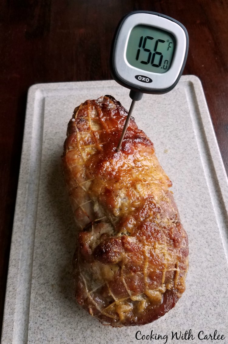 thermometer in pork loin reading 156 F
