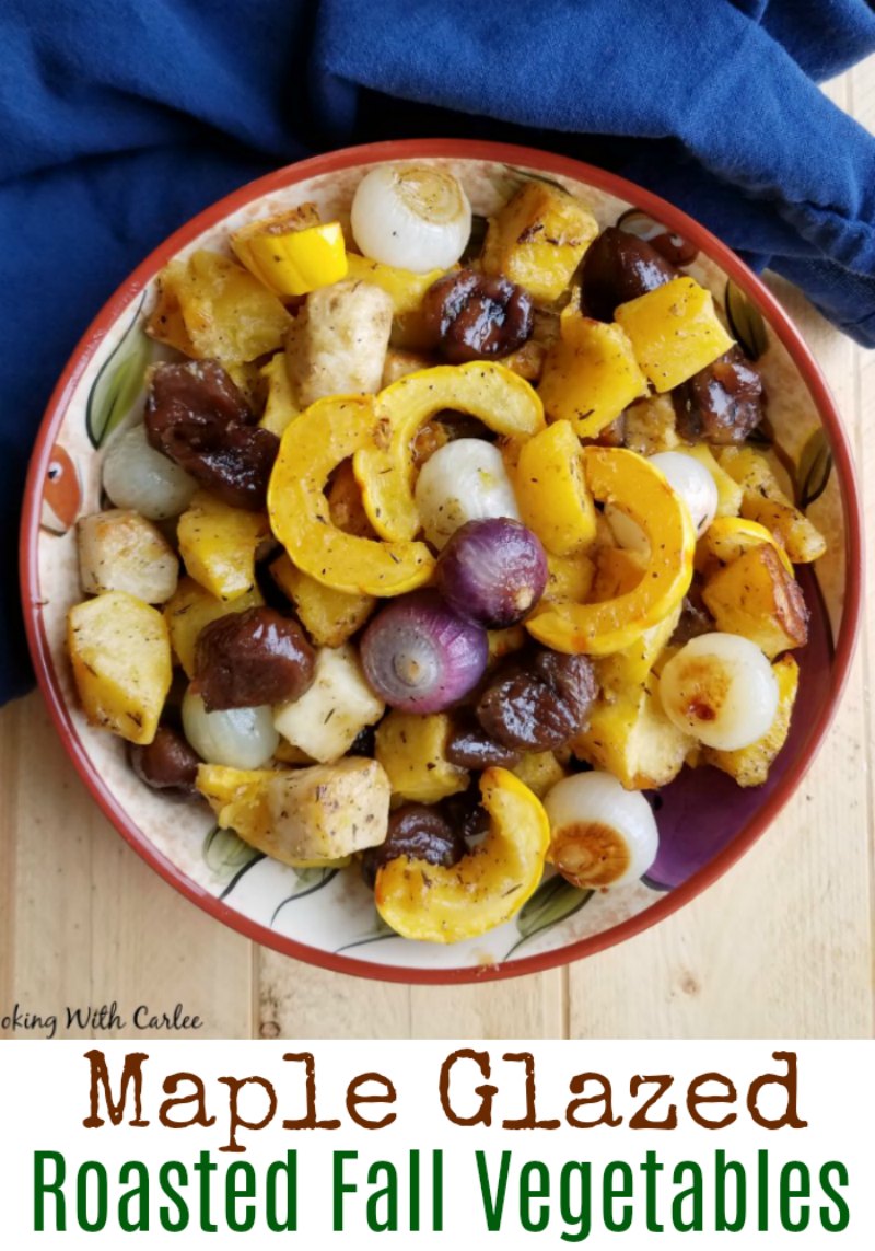 Delicious fall vegetables and chestnuts are roasted and then quickly glazed in a bit of maple and butter for a luscious side. It tastes amazing and sounds sinful but is a delicious and nutritious side dish.