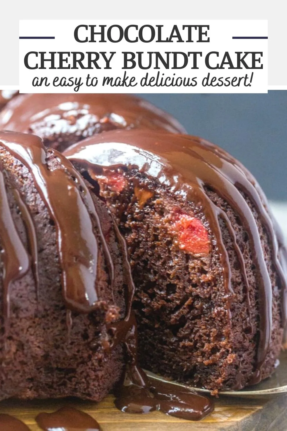 This fun chocolate and cherry filled bundt cake comes together in a snap and is so much fun to serve and eat. It was one of the recipes that my mom had loaded and ready in the recipe box she gave me and it is a family favorite!
