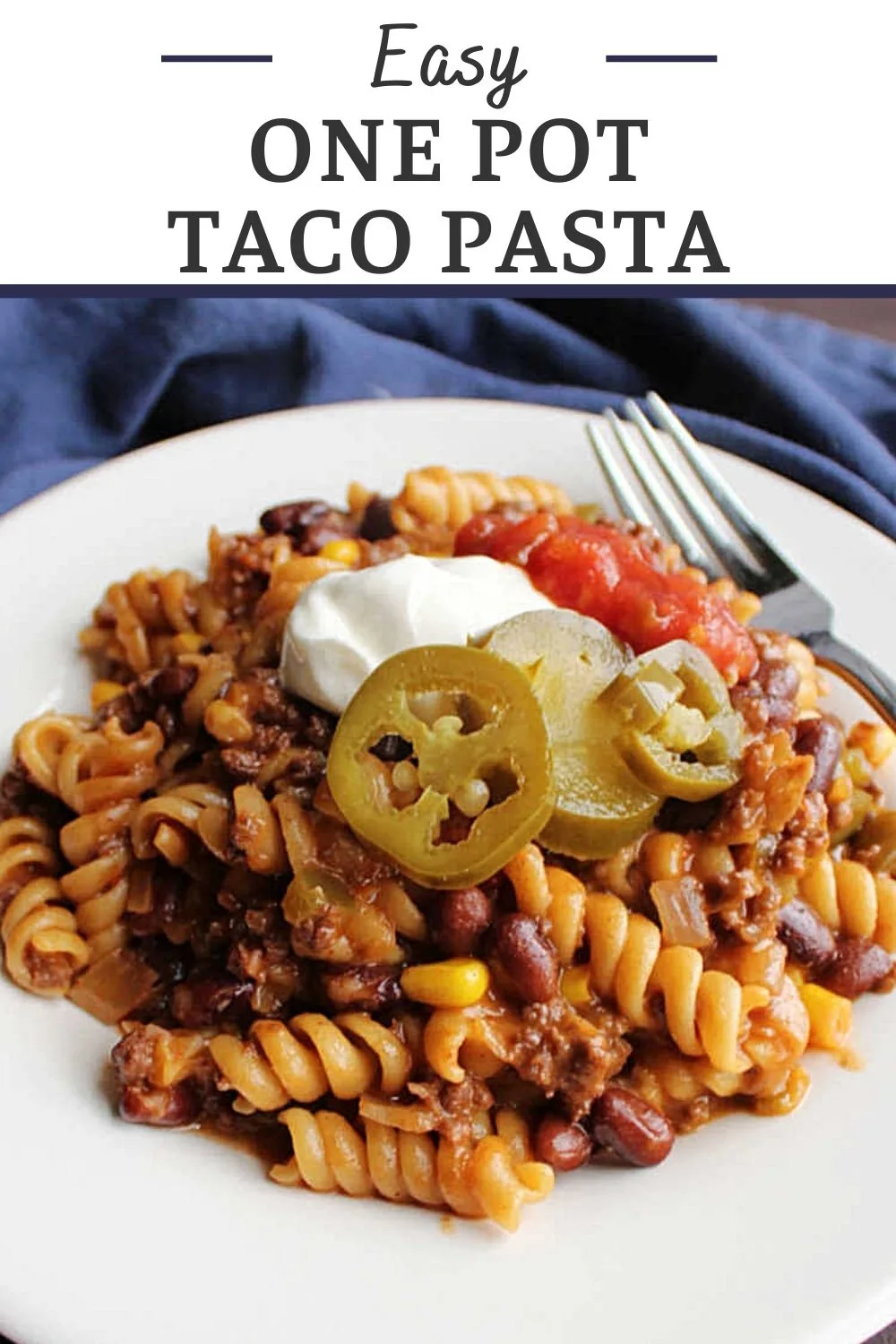 Make your whole dinner in one pot and in about a half hour. This taco pasta is quick, easy and full of veggies. It is a complete meal and there's only one pot to clean!