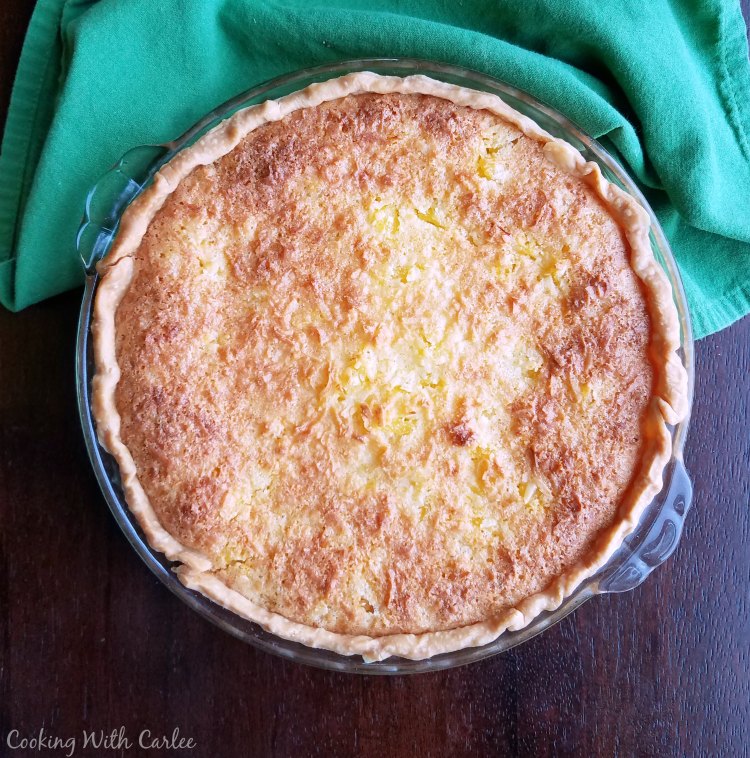 whole golden brown tropical pie fresh from the oven,