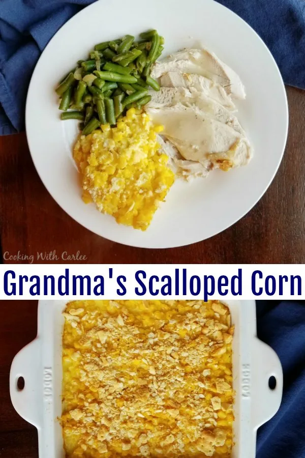 This vintage recipe is a hearty filling side dish that was a staple at many family dinners of my childhood and those of the generations before me.  Great-grandma's scalloped corn is a perfect side to so many dinner entrees!