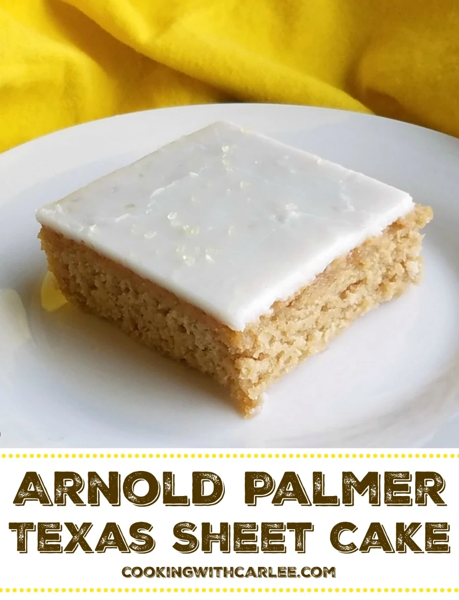 The classic tea and lemonade combination of the Arnold Palmer is now available in Texas sheet cake form.  Perfect for BBQs, potlucks or any summertime party!