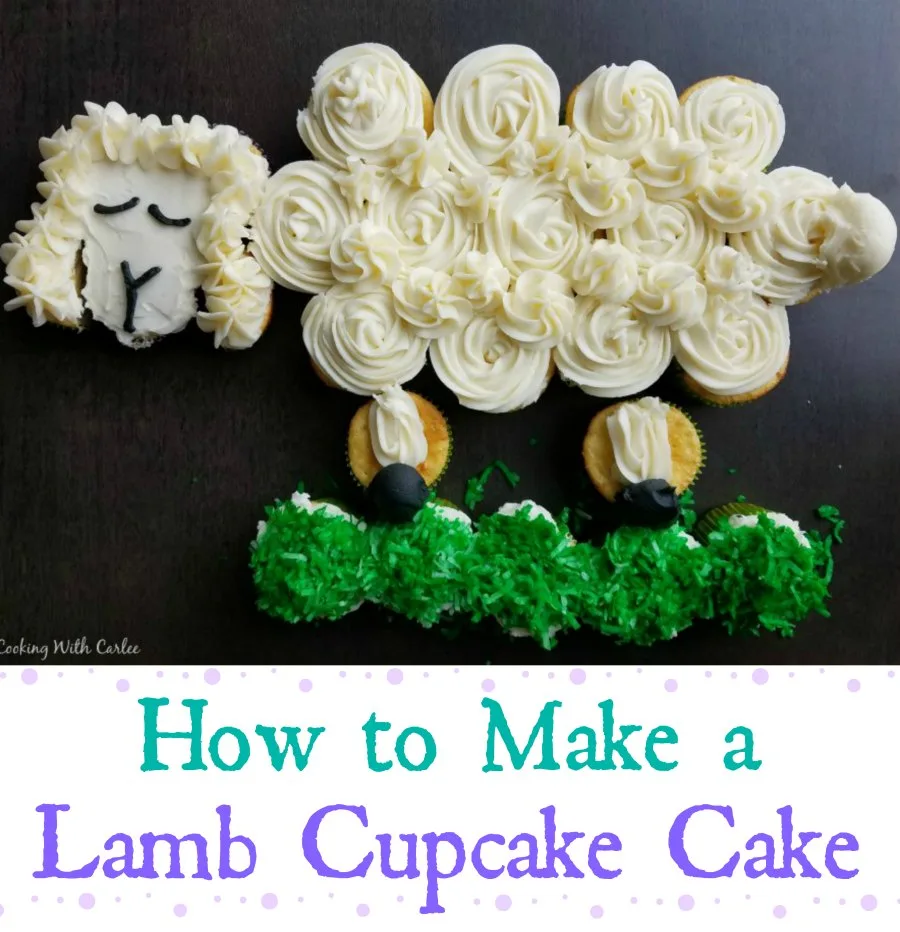 This cute lamb cupcake cake is perfect for spring and would be fun on your Easter table as well.  When it’s time to eat, everyone just pulls off a cupcake to enjoy!
