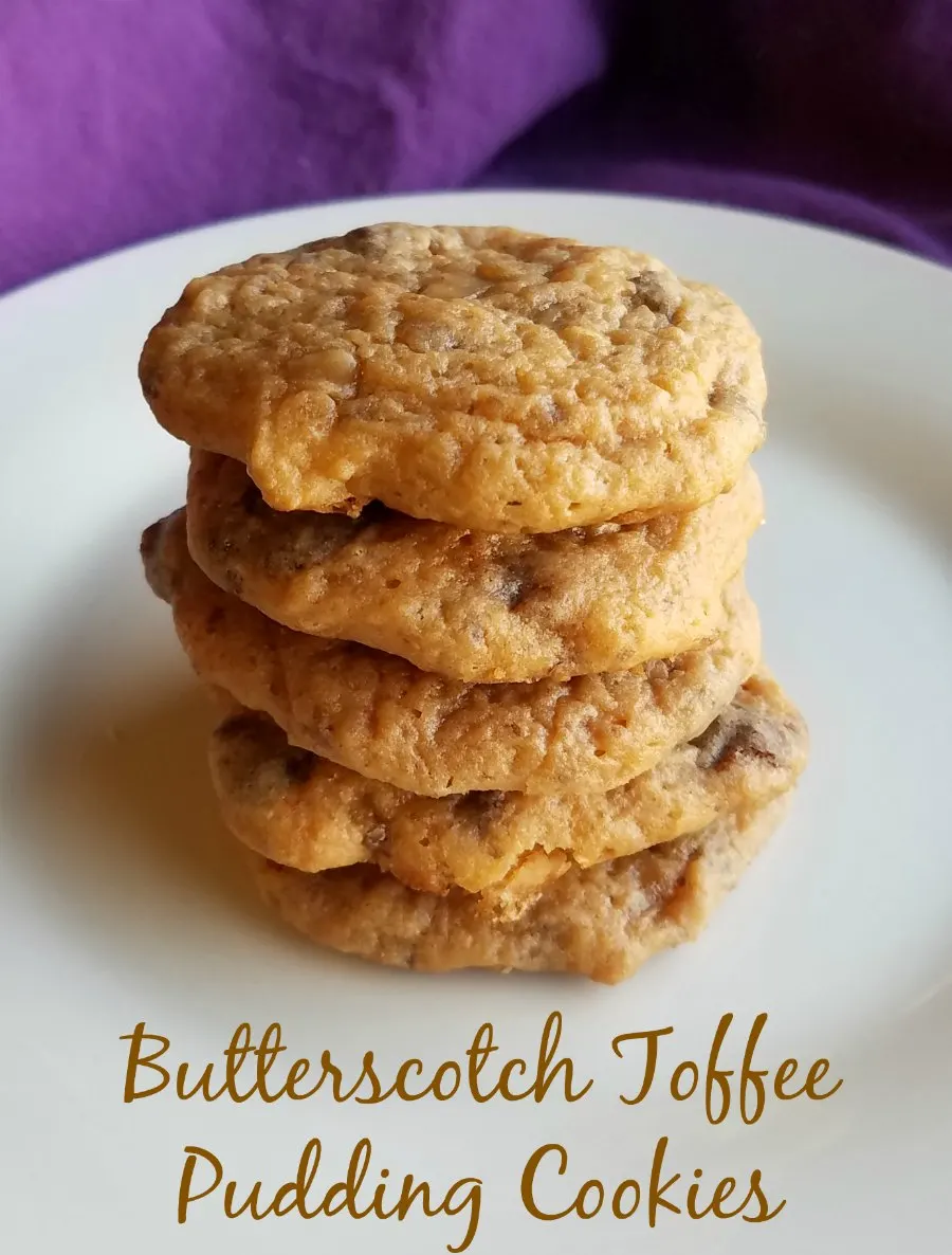 Soft and buttery cookies that are loaded with butterscotch and toffee.  Grab your glass of milk and a plate of these super soft pudding filled cookies for a deliciously sweet treat.