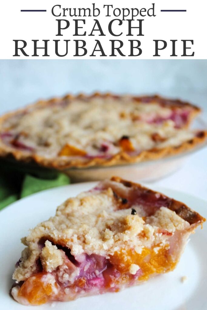 Peach rhubarb pie combines the tart taste of spring with summer’s sweet fruit. Peach and rhubarb come together under a golden streusel in this perfect fruity pie.