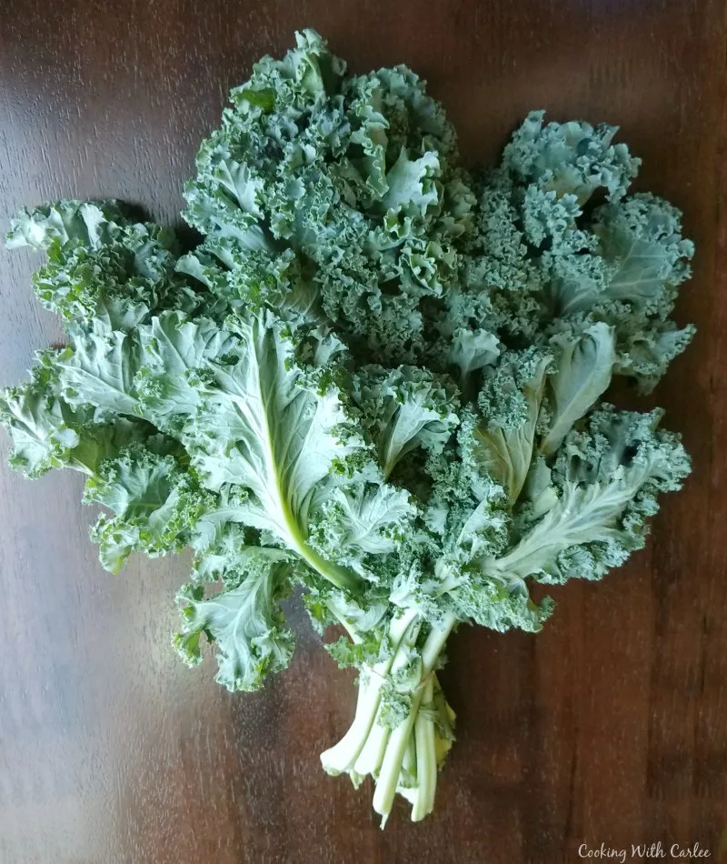 bunch of fresh curly kale.