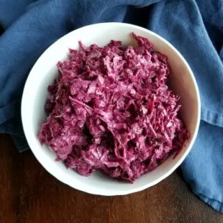 bowl of shredded sour cream beet salad.