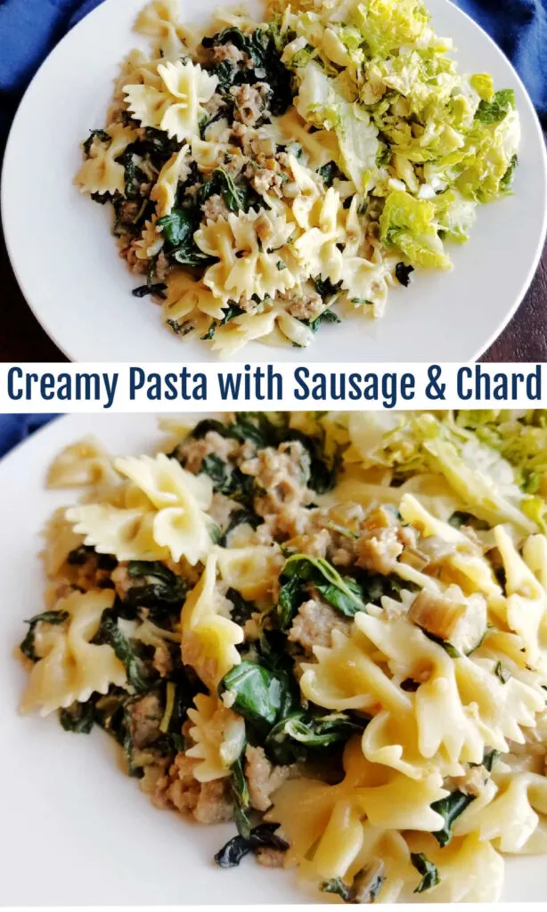 Fill your family's plates with this lightly creamy Italian Sausage and chard pasta and they are sure to return them empty. Most likely there will be some compliments thrown your way too. You’re welcome!