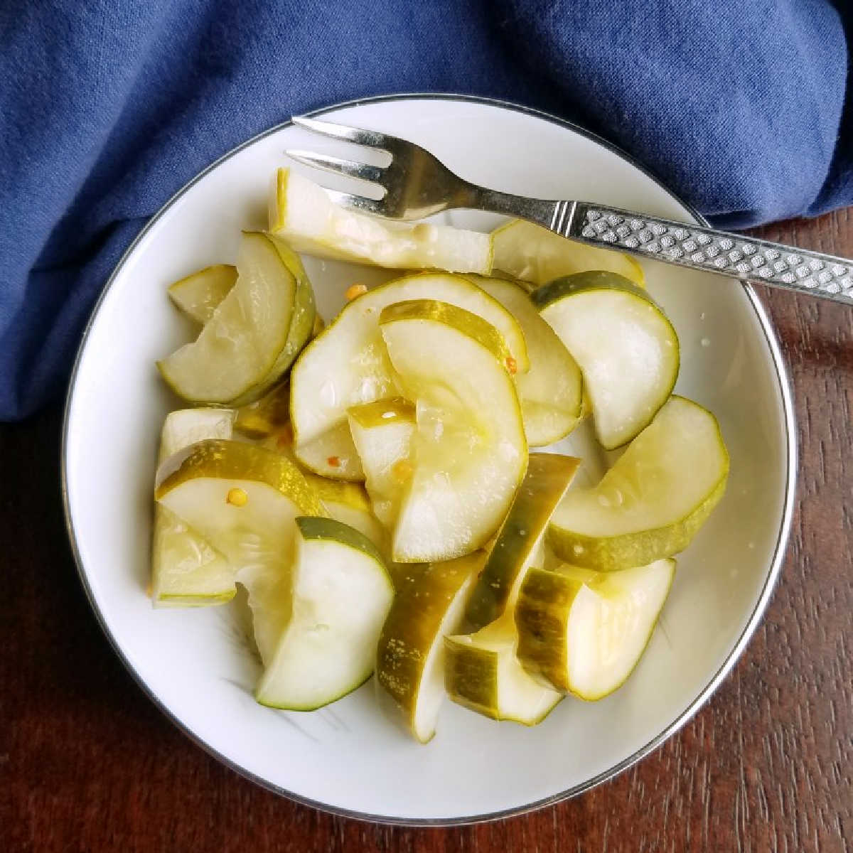 small bowl of quick refrigerator pickles.