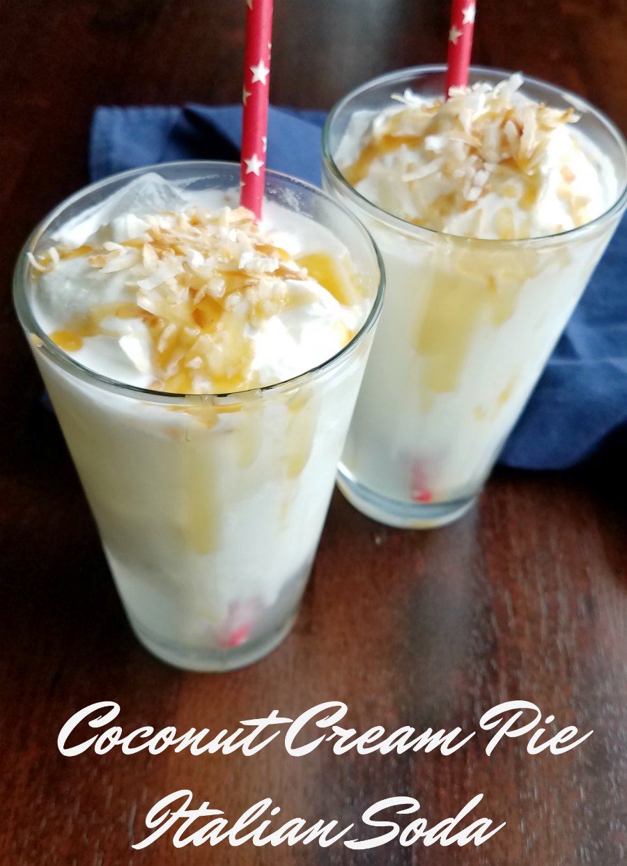 A perfect summer treat, these coconut cream pie Italian sodas are the perfect mix of sweet and refreshing.  Cool down by the pool or enjoy as a simple dessert, there are so many ways to enjoy these delicious drinks!
