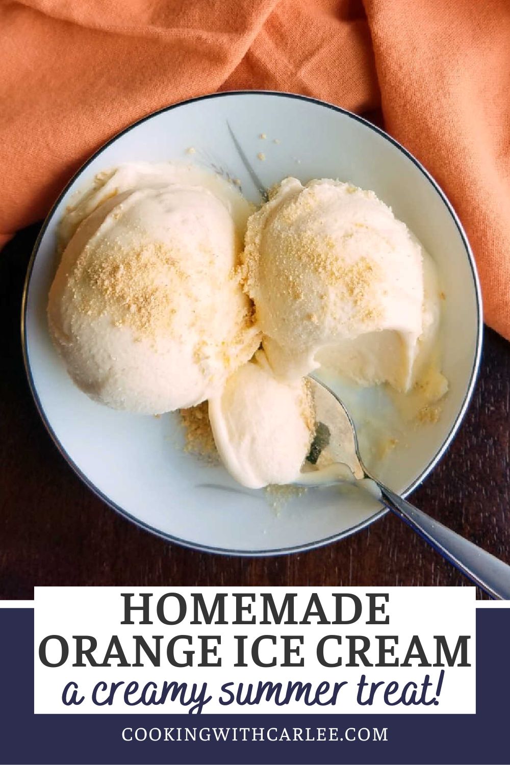 Super creamy homemade orange creamsicle ice cream is going to be a new summer favorite dessert. It is cold, refreshing and has the perfect combination of orange and vanilla with a cream cheese twist!