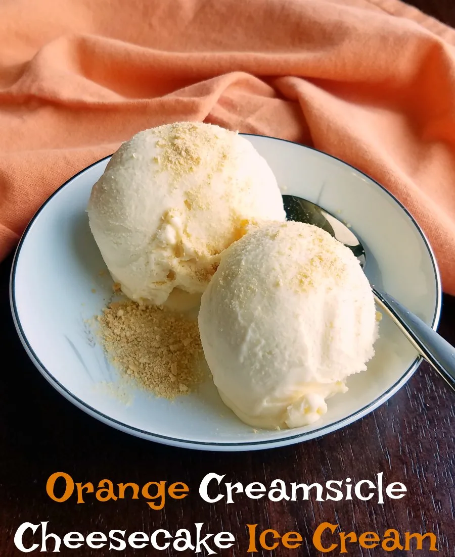 Super creamy homemade orange creamsicle cheesecake ice cream is going to be a new summer favorite dessert. It is cold, refreshing and has the perfect combination of orange and vanilla with a cream cheese twist!