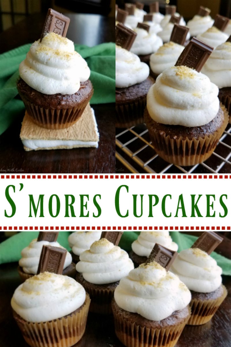 Chocolate cupcakes with a graham cracker crust and piled high with toasted marshmallow buttercream. S’mores cupcakes are a perfect bite of summer!