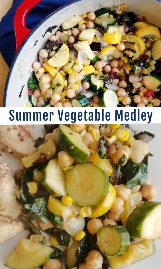 A medley of summer vegetables that are a perfectly hearty side dish but without a lot of fuss. Let the veggies themselves shine in this succotash like dish.