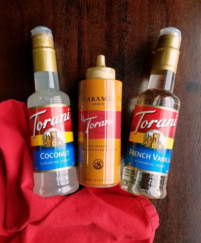 bottles of Torani syrups