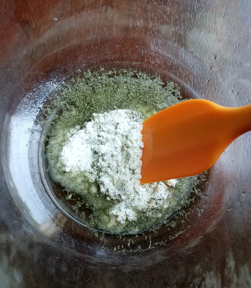 bowl of oil with ranch seasoning mixed in.