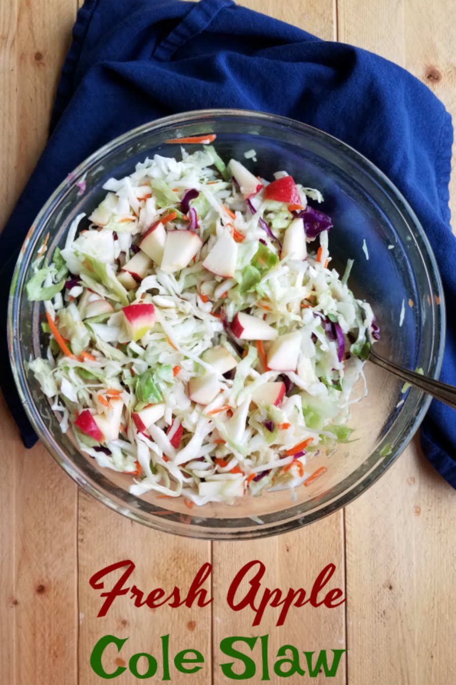 Tasty slaw with a super simple and flavorful dressing and sweet crunchy apples. It makes a fun side dish and yummy salad. 