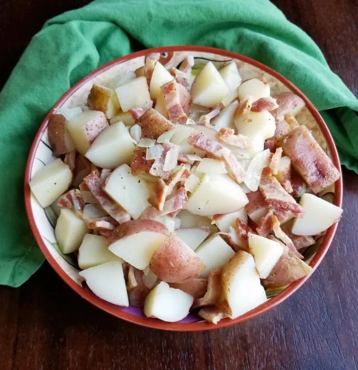 german potato salad with bacon and onion vinaigrette.