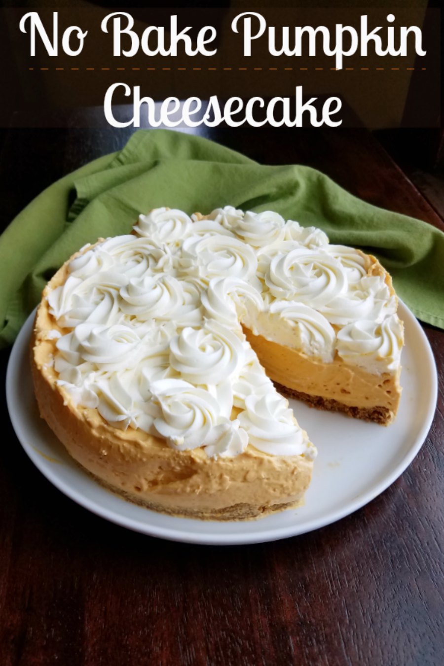 Soft and airy pumpkin filled no bake cheesecake is the perfect transitional fall dessert. It’s also great for the holidays when your oven is full of other things. It has a nice pumpkin spice roundness to it and the vanilla cheesecake topping takes it to the next level!