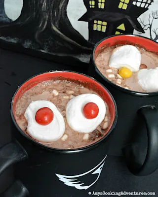 hot chocolate with marshmallow eyes