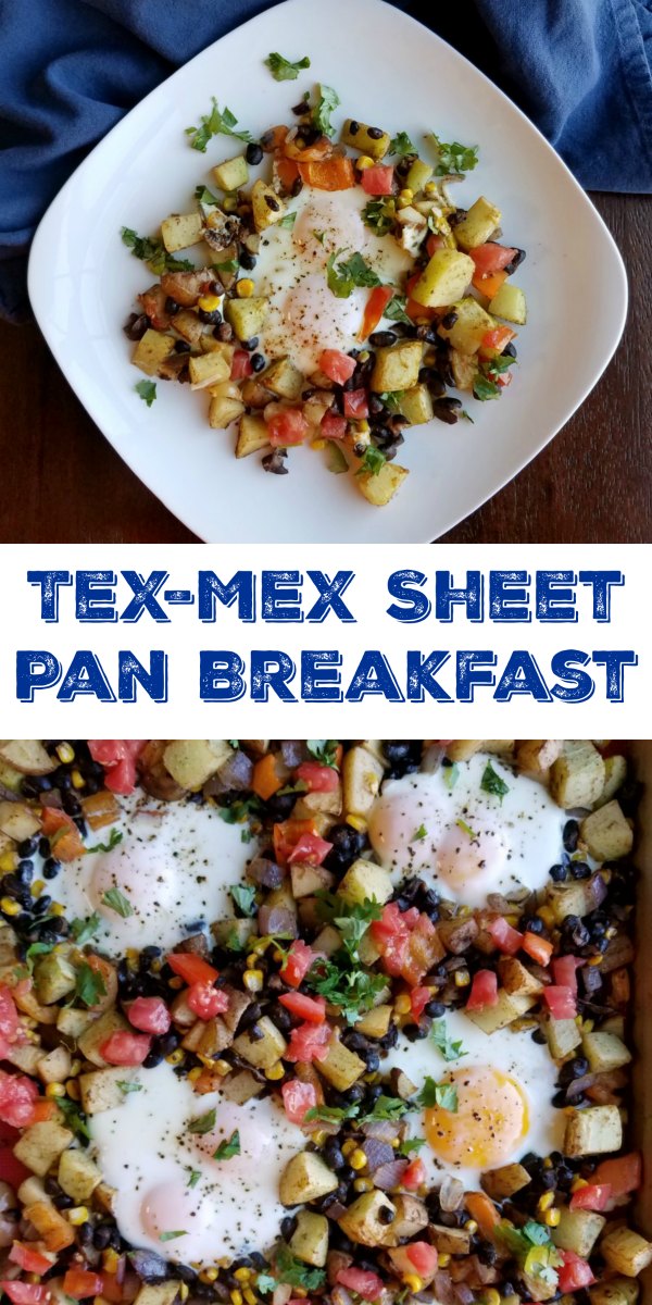 This Tex-Mex style sheet pan meal is so versatile, adaptable and delicious. It is a nutritious way to start your day and it's great for dinner as well.