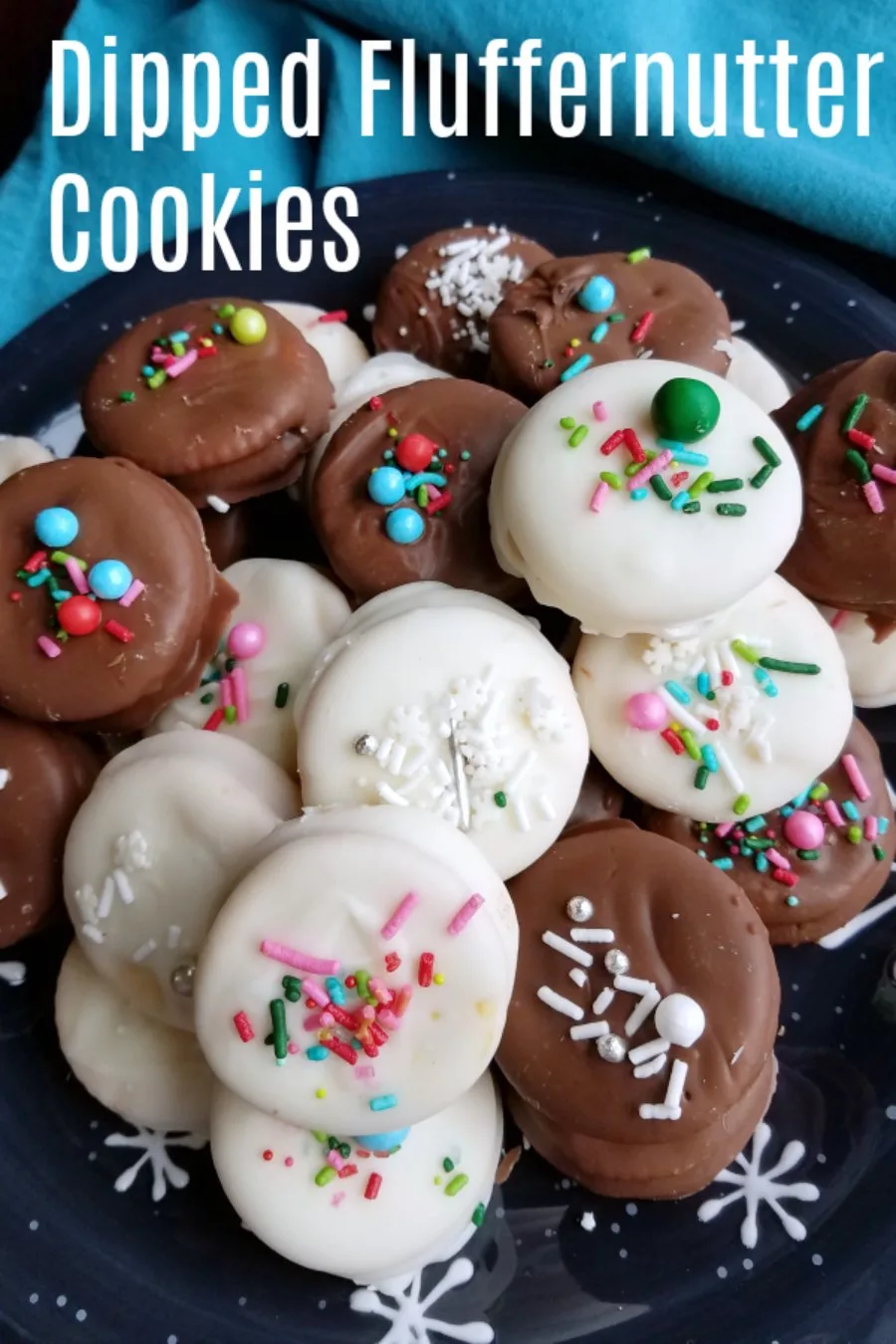 The perfect combination of textures and flavors, these chocolate dipped fluffernutter cookies are a great no bake treat. Peanut butter and marshmallow come together for the ultimate sweet and salty, crunchy and creamy cookies.