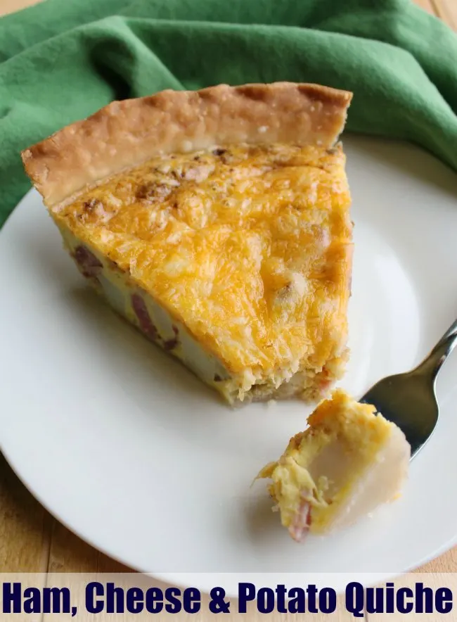 Quiche does not have to be pretentious or fancy. In fact, it is a perfect low key meal. It comes together easily and can easily be adapted to fit your tastes. This super simple ham, potato and cheese version is sure to be a hit, even with pickier eaters.