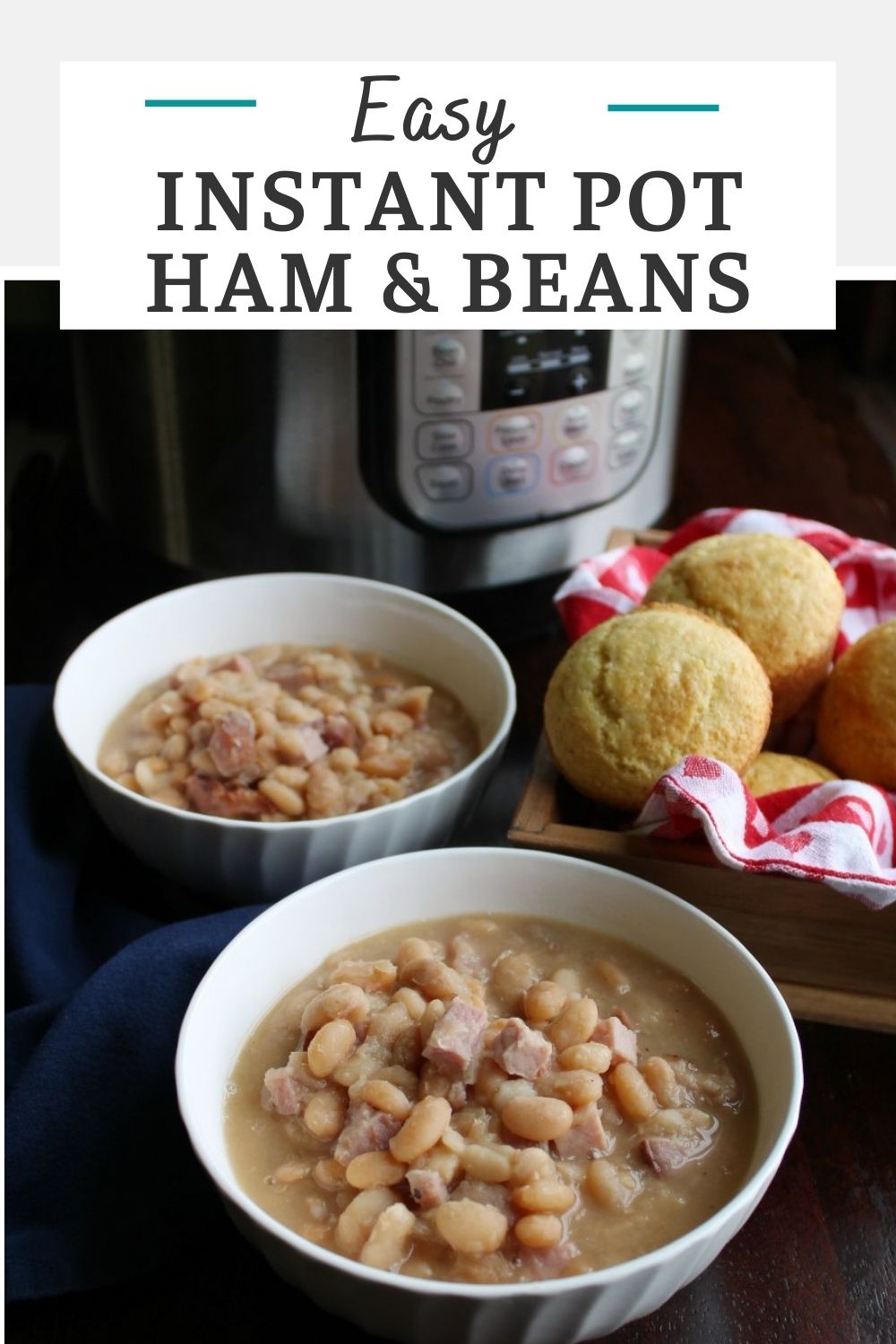 Make ham and beans in your instant pot for a satisfying meal. It’s a great way to use leftover ham and there’s no need to soak the beans!