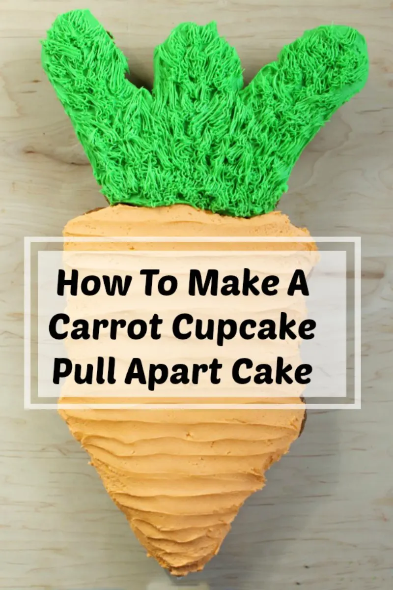 Make a fun and easy carrot shaped pull-apart cupcake cake at home. It’s perfect for Easter, Peter Cottontail themed baby showers, garden parties and more!